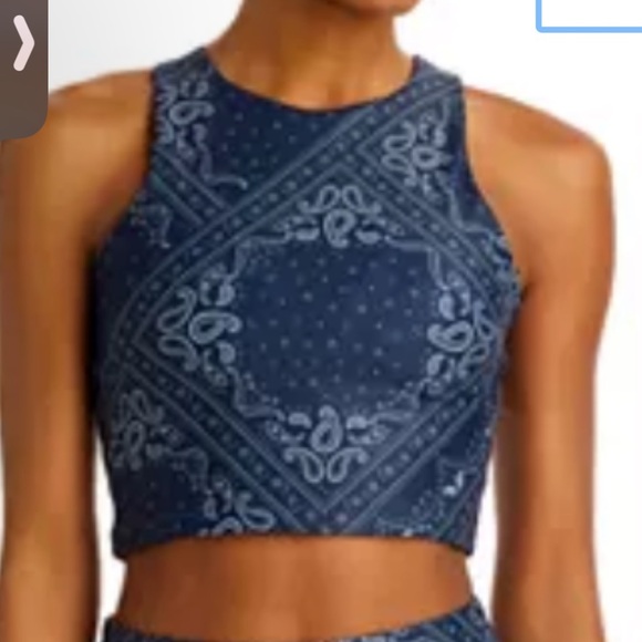 Aqua Athletic Bandana Print Longline Racerfront Sports Bra NWT - Picture 1 of 3